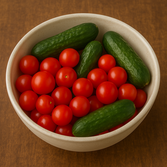 Vegetables: Cucumbers and Cherry Tomatoes